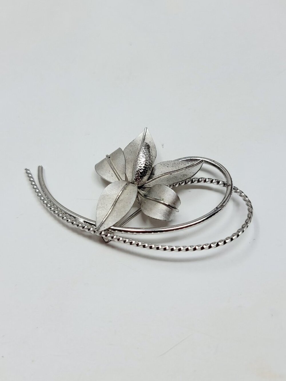 Vintage Bond Boyd Sterling Silver Modernist Floral Brooch